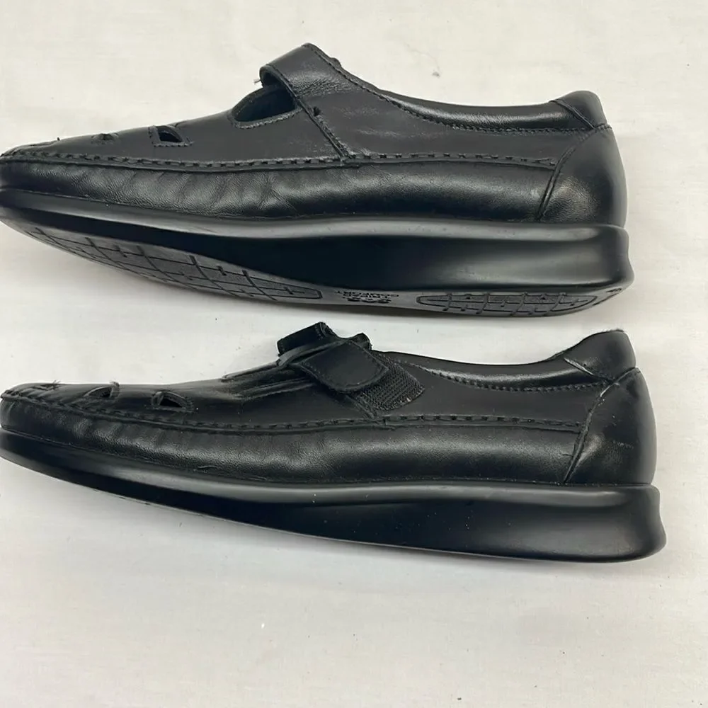 SAS Mary Janes EZ Strap Black Leather Walking Shoes